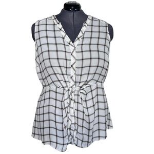 Torrid Sleeveless Peplum Georgette Tie-Front Blouse (Size 2)